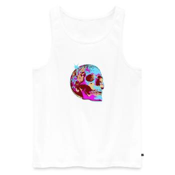 Disco Skull Mosaic - Men's Premium Organic Tank Top - white - Front - AI Model Male 178 light (178cm)