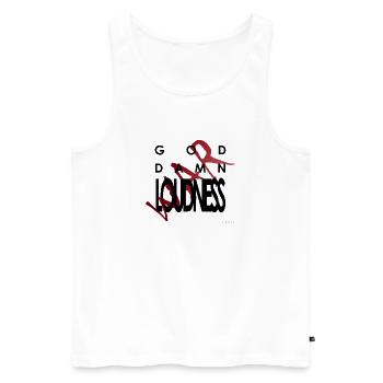God Damn Loudness War - Men's Premium Organic Tank Top - white - Front - AI Model Male 178 light (178cm)