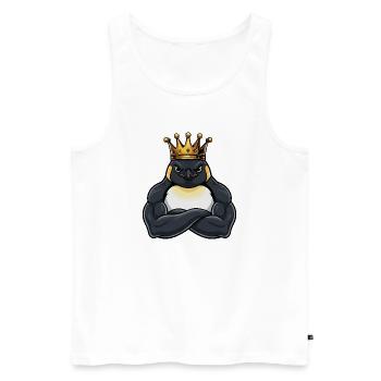 fort pingouin roi dessin animé fitness portrait - Débardeur bio Premium Homme - blanc - Devant - Michal (187cm)