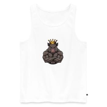 Roi sanglier fort dessin animé Fitness Portrait - Débardeur bio Premium Homme - blanc - Devant - Michal (187cm)