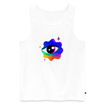 Lebhafter Regenbogen-Augennebel - Männer Premium Bio Tank Top - Weiß - Vorne - AI Model Male 178 light (178cm)