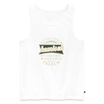 Ich bin nicht komisch – Du verstehst mich falsch - Männer Premium Bio Tank Top - Weiß - Vorne - AI Model Male 178 light (178cm)