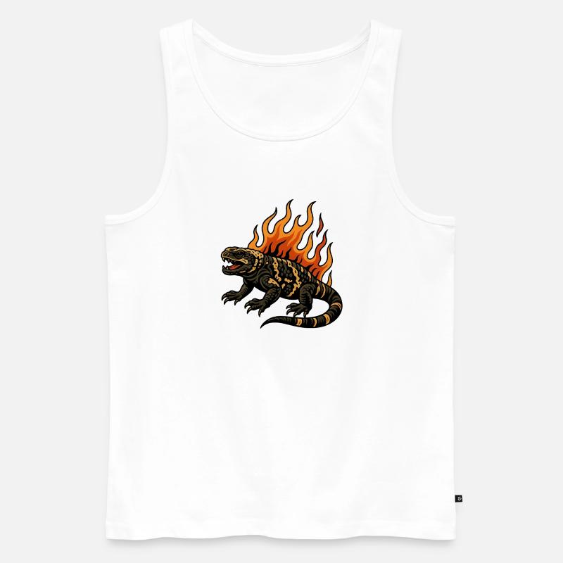 Flammen Gila-Krustenechse - Männer Premium Bio Tank Top - Weiß