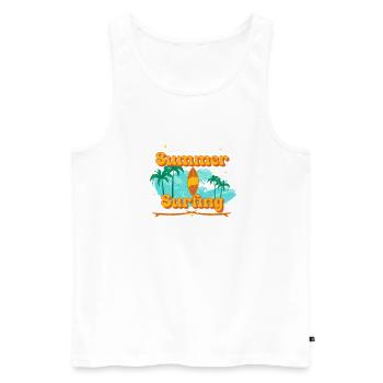 Surfing - Männer Premium Bio Tank Top - Weiß - Vorne - AI Model Male 178 light (178cm)