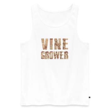 Vine Grower – Natural Cork Typography - Männer Premium Bio Tank Top - Weiß - Vorne - AI Model Male 178 light (178cm)