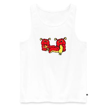 2 Caterpillars Worm Happy Eating Pizza Sausage Eating - Men's Premium Organic Tank Top - white - Front - Michal (187cm)