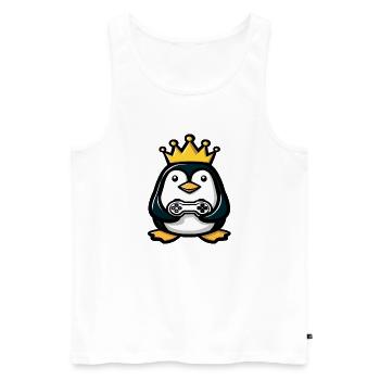 Penguin with gaming controller and crown - Men's Premium Organic Tank Top - white - Front - AI Model Male 178 light (178cm)