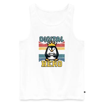 Digital Hero - Roi des Joueurs - Débardeur bio Premium Homme - blanc - Devant - Michal (187cm)