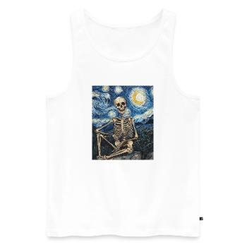 Skeleton Halloween Van Gogh Style Starry Night - Men's Premium Organic Tank Top - white - Front - Michal (187cm)