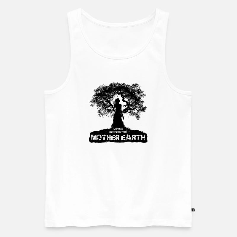 Mutter Erde - Schwarzes Design - Männer Premium Bio Tank Top - Weiß