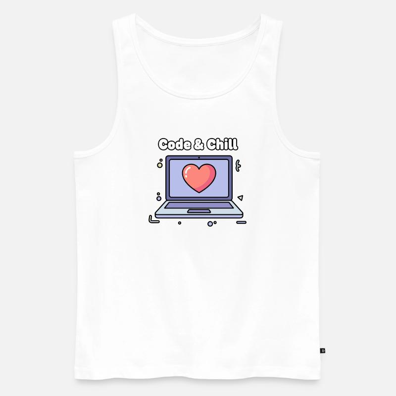 Code & Chill Herz Laptop - Männer Premium Bio Tank Top - Weiß