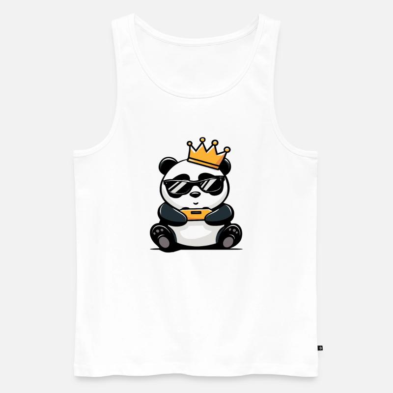 Panda Controller und Krone - Männer Premium Bio Tank Top - Weiß