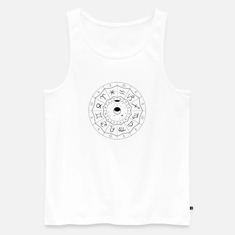 Mandala du Zodiaque - Éléments et Modalités (noir) - Débardeur bio Premium Homme - blanc