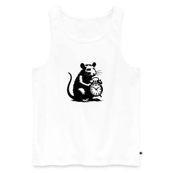 Stressed Rat and Alarm Clock - Men's Premium Organic Tank Top - white - Front - Michal (187cm)