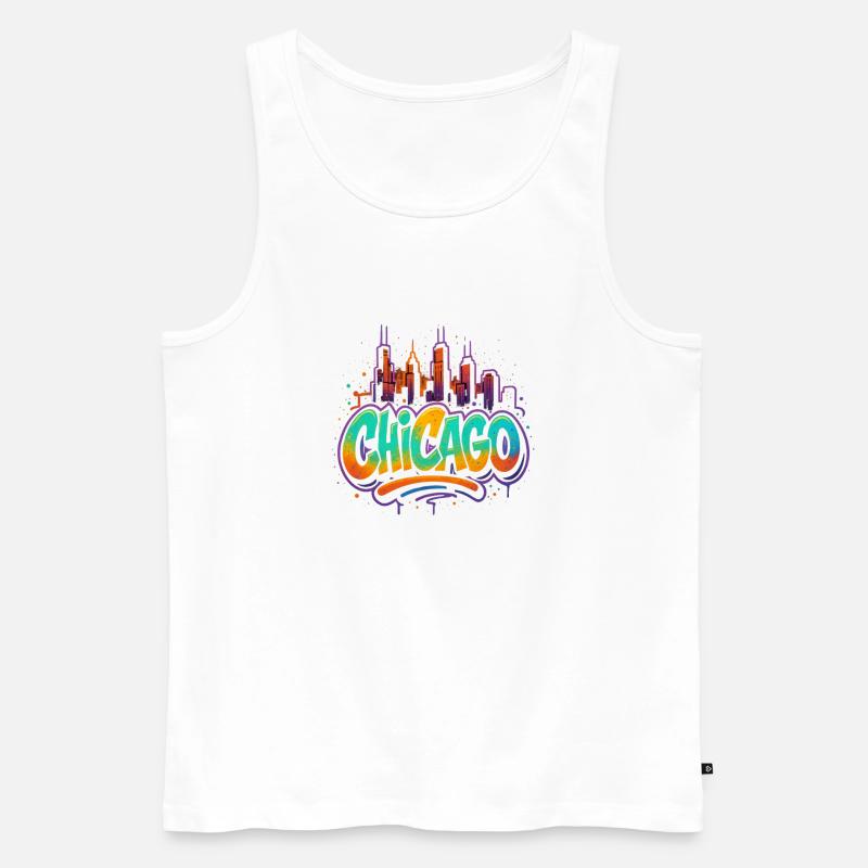 Chicago Graffiti Skyline - Männer Premium Bio Tank Top - Weiß