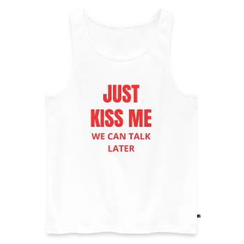 Just Kiss Me phrase amour humour rouge - Débardeur bio Premium Homme - blanc - Devant - Michal (187cm)