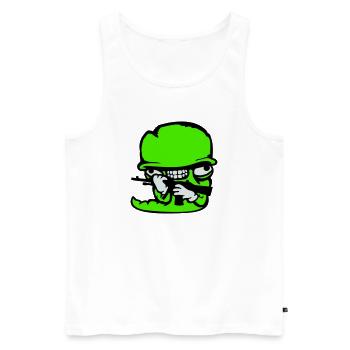 ver soldat casque fou arme agressif sauvage fun - Débardeur bio Premium Homme - blanc - Devant - Michal (187cm)