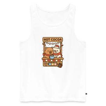 Capybara et bonhomme de neige au stand de cacao - Débardeur bio Premium Homme - blanc - Devant - Michal (187cm)