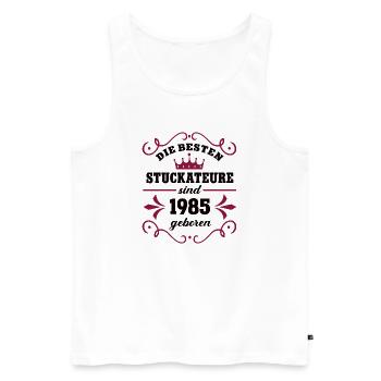 Plasterer born 1985 Vintage 85 Birthday - Men's Premium Organic Tank Top - white - Front - Michal (187cm)