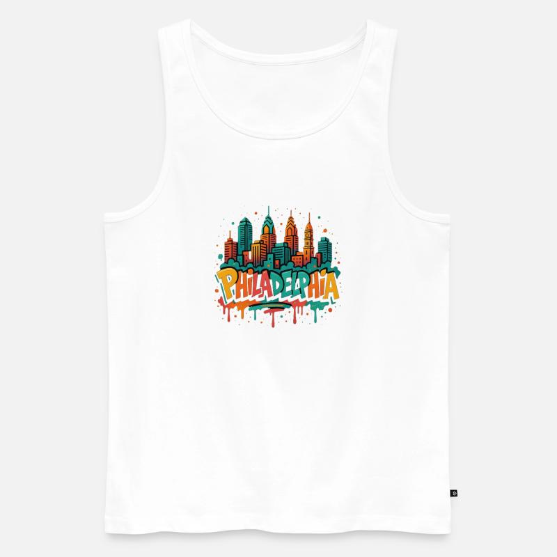 Philly Graffiti Skyline - Men's Premium Organic Tank Top - white