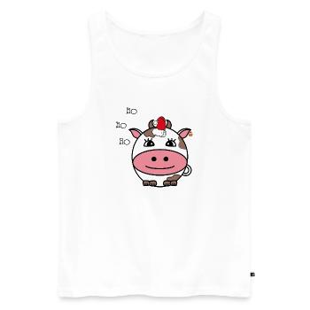 Cow with Santa Hat Christmas - Men's Premium Organic Tank Top - white - Front - AI Model Male 178 light (178cm)