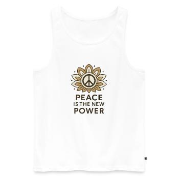 Peace is the New Power – Friedens Design - Männer Premium Bio Tank Top - Weiß - Vorne - Michal (187cm)