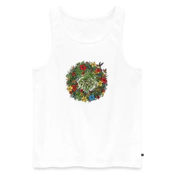 Tropical flower wreath with birds - Men's Premium Organic Tank Top - white - Front - AI Model Male 178 light (178cm)