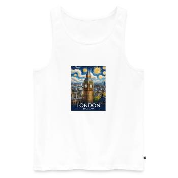 London - Men's Premium Organic Tank Top - white - Front - Michal (187cm)