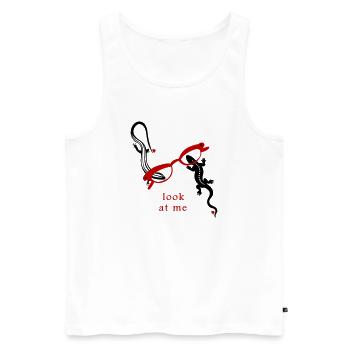 Eidechsen mit Brille Look at Me - Männer Premium Bio Tank Top - Weiß - Vorne - AI Model Male 178 light (178cm)