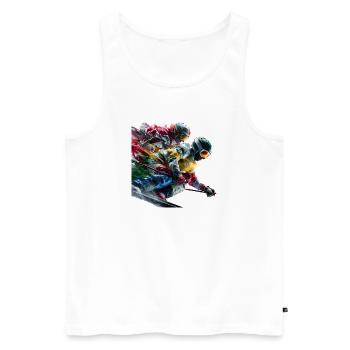 Colorful skiers on the slopes - Men's Premium Organic Tank Top - white - Front - Michal (187cm)