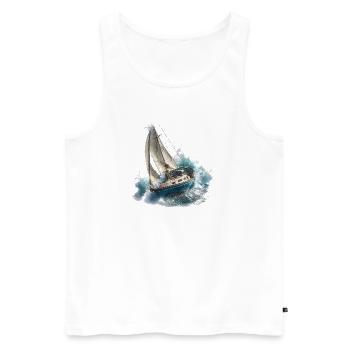 Segelboot im Sturm - Männer Premium Bio Tank Top - Weiß - Vorne - AI Model Male 178 light (178cm)