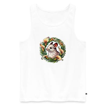 Chinchilla in Floral Circle - Men's Premium Organic Tank Top - white - Front - AI Model Male 178 light (178cm)