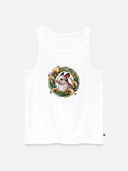 Chinchilla im Blumenkreis - Männer Premium Bio Tank Top - Weiß