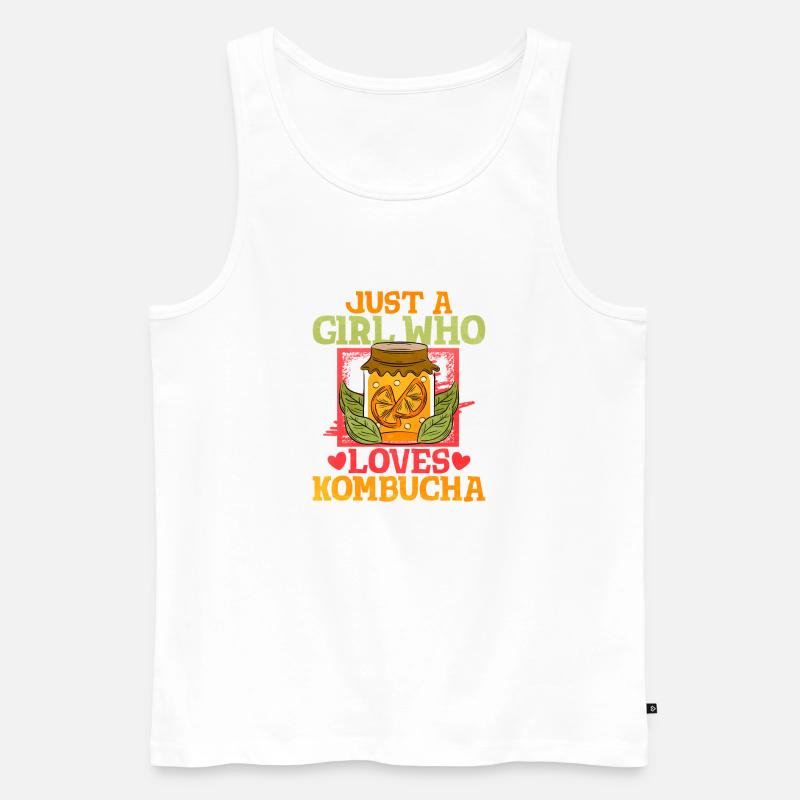 Nur ein Mädchen liebt Kombucha - Männer Premium Bio Tank Top - Weiß