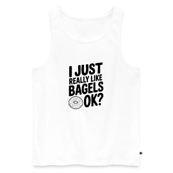 Ich mag Bagels einfach sehr gerne, ok? - Männer Premium Bio Tank Top - Weiß - Vorne - Michal (187cm)