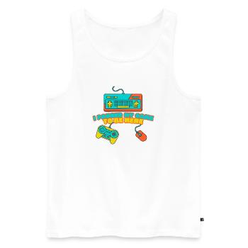 I Paused My Game to Be Here – Funny Gamer Design - Men's Premium Organic Tank Top - white - Front - Michal (187cm)