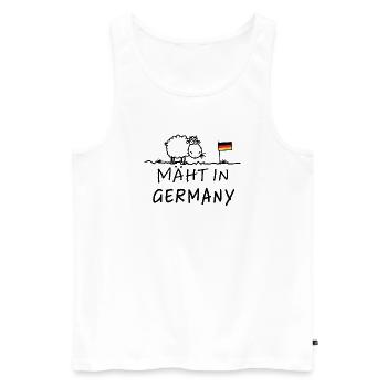 Mäht in Germany – Lustiger Schaf Spruch - Men's Premium Organic Tank Top - white - Front - Michal (187cm)