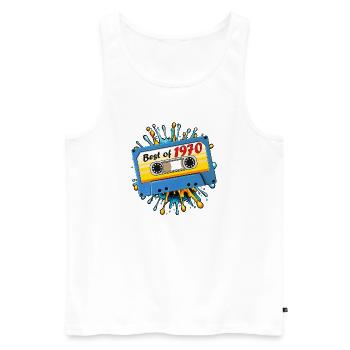 1970 MUSIKKASETTE BEST OF - Männer Premium Bio Tank Top - Weiß - Vorne - Michal (187cm)