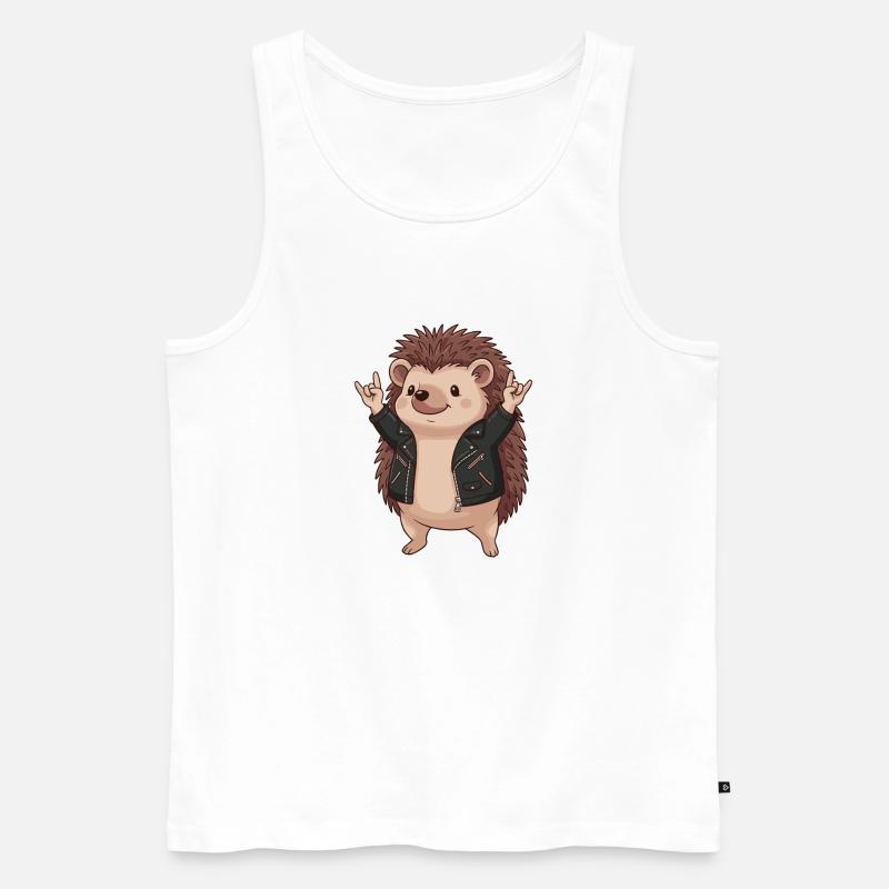 Hedgehog Rocker Lederjacke - Männer Premium Bio Tank Top - Weiß