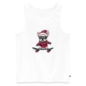 Buldog Français Chien Noël Drôle - Débardeur bio Premium Homme - blanc - Devant - Michal (187cm)