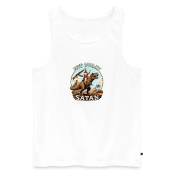 Nicht heute, Satan - Lustiger Jesus T-Shirt - Männer Premium Bio Tank Top - Weiß - Vorne - Michal (187cm)