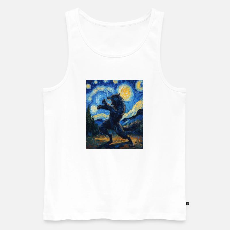 Werwolf Wolf Van Gogh Style - Männer Premium Bio Tank Top - Weiß