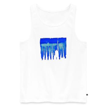 Abstract - Blue Background - Men's Premium Organic Tank Top - white - Front - AI Model Male 178 light (178cm)