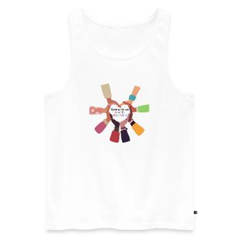 TÖCHTER FÜR EIN BUNTES STADTBILD - Männer Premium Bio Tank Top - Weiß - Vorne - Michal (187cm)