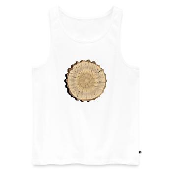 Holzscheibe mit Jahresringen – Natur & Zeitzeichen - Männer Premium Bio Tank Top - Weiß - Vorne - AI Model Male 178 light (178cm)
