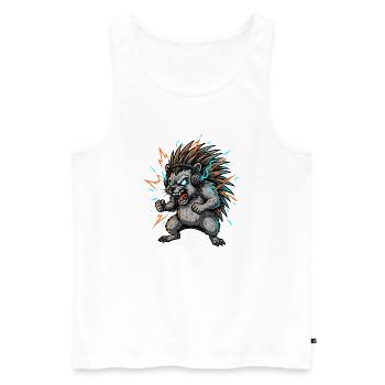 Electric cyber Hedgehog DJ - Men's Premium Organic Tank Top - white - Front - AI Model Male 178 light (178cm)