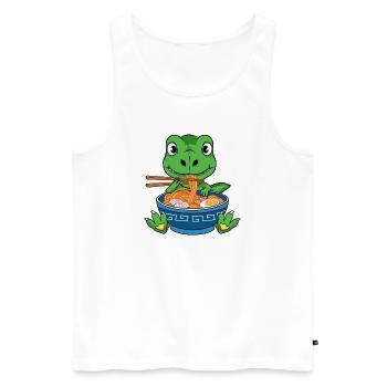Lustige Ramen Nudeln Grüner Dinosaurier - Männer Premium Bio Tank Top - Weiß - Vorne - AI Model Male 178 light (178cm)