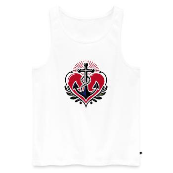 Heart Cross Anchor Faith Love Hope - Men's Premium Organic Tank Top - white - Front - Michal (187cm)