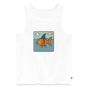 Cartoon Goldfisch Fisch Hai Flosse Meer Fake Hai - Männer Premium Bio Tank Top - Weiß - Vorne - Michal (187cm)
