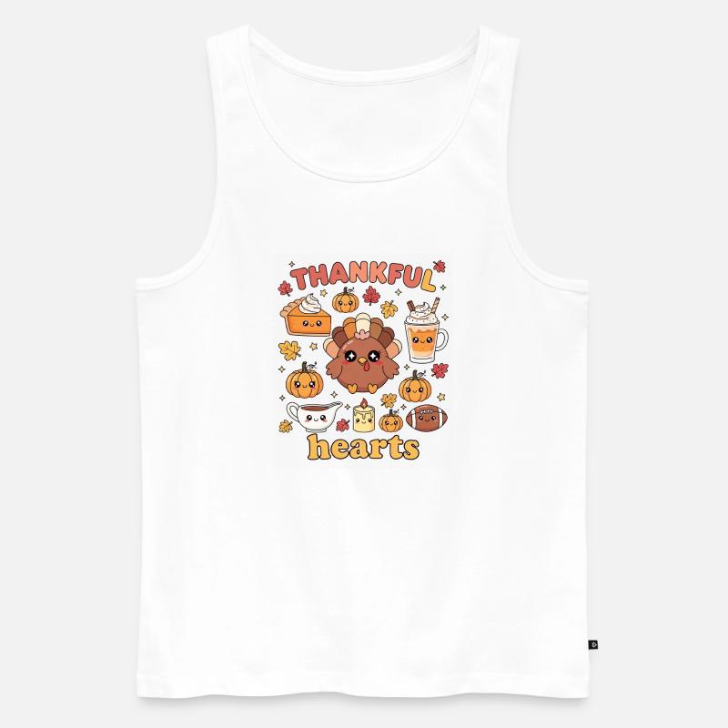 Dankbare Herzen Niedlich Truthahn Herbst - Männer Premium Bio Tank Top - Weiß
